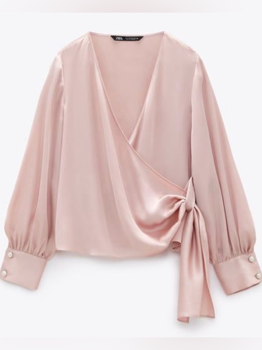 Zara Elegant Pink Wrap Blouse